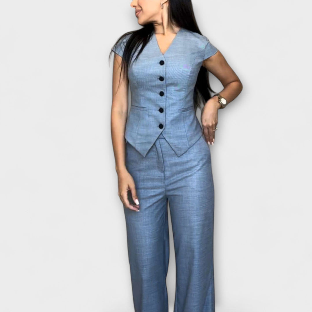 Ivy - Ensemble chic avec haut à col V et pantalon