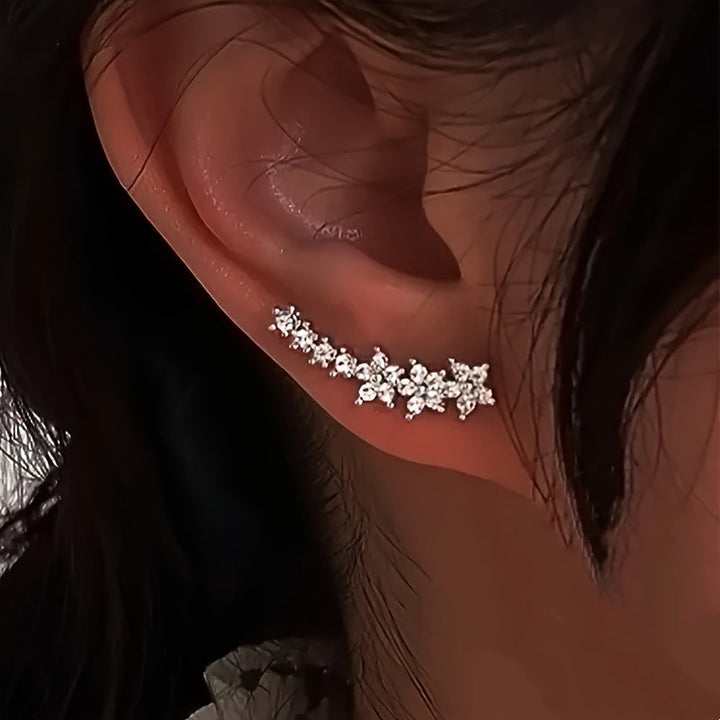 Boucles d'oreilles luxueuses à strass floraux