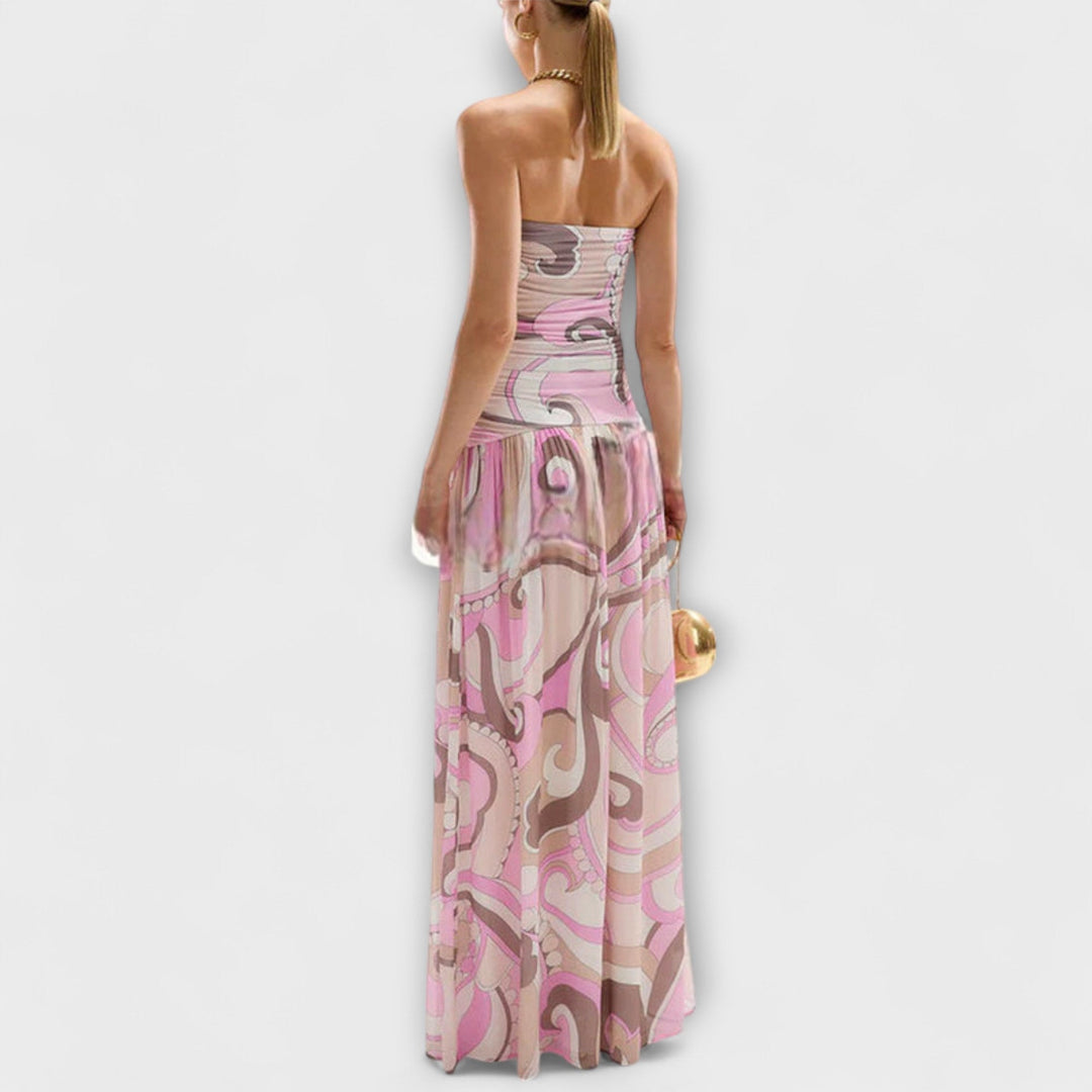 Tatum | Superbe robe maxi pastel épaules dénudées