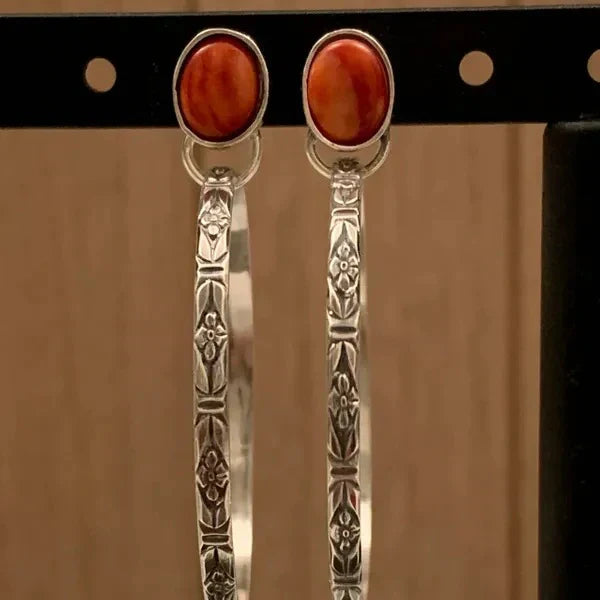 Boucles d'oreilles bohèmes vintage en onyx