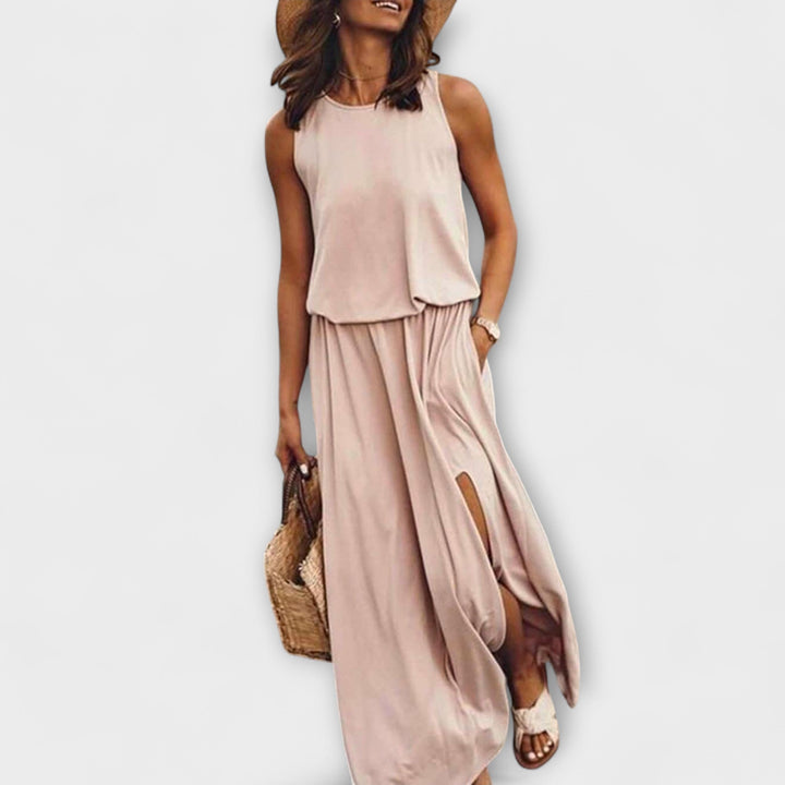 Robe aérienne ample sans manches à encolure ronde