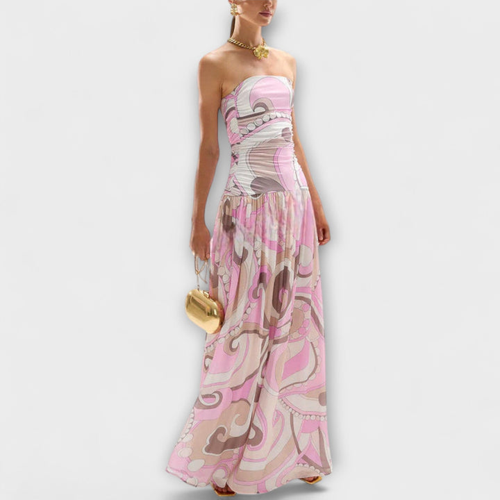 Tatum | Superbe robe maxi pastel épaules dénudées