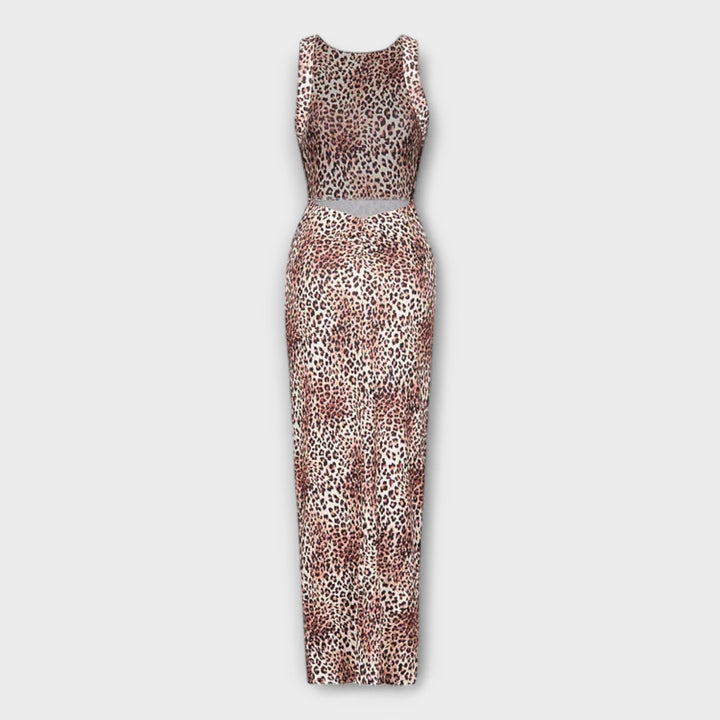 Della | Robe maxi à imprimé léopard et dos nu