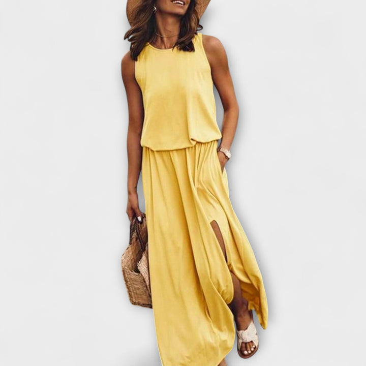 Robe aérienne ample sans manches à encolure ronde