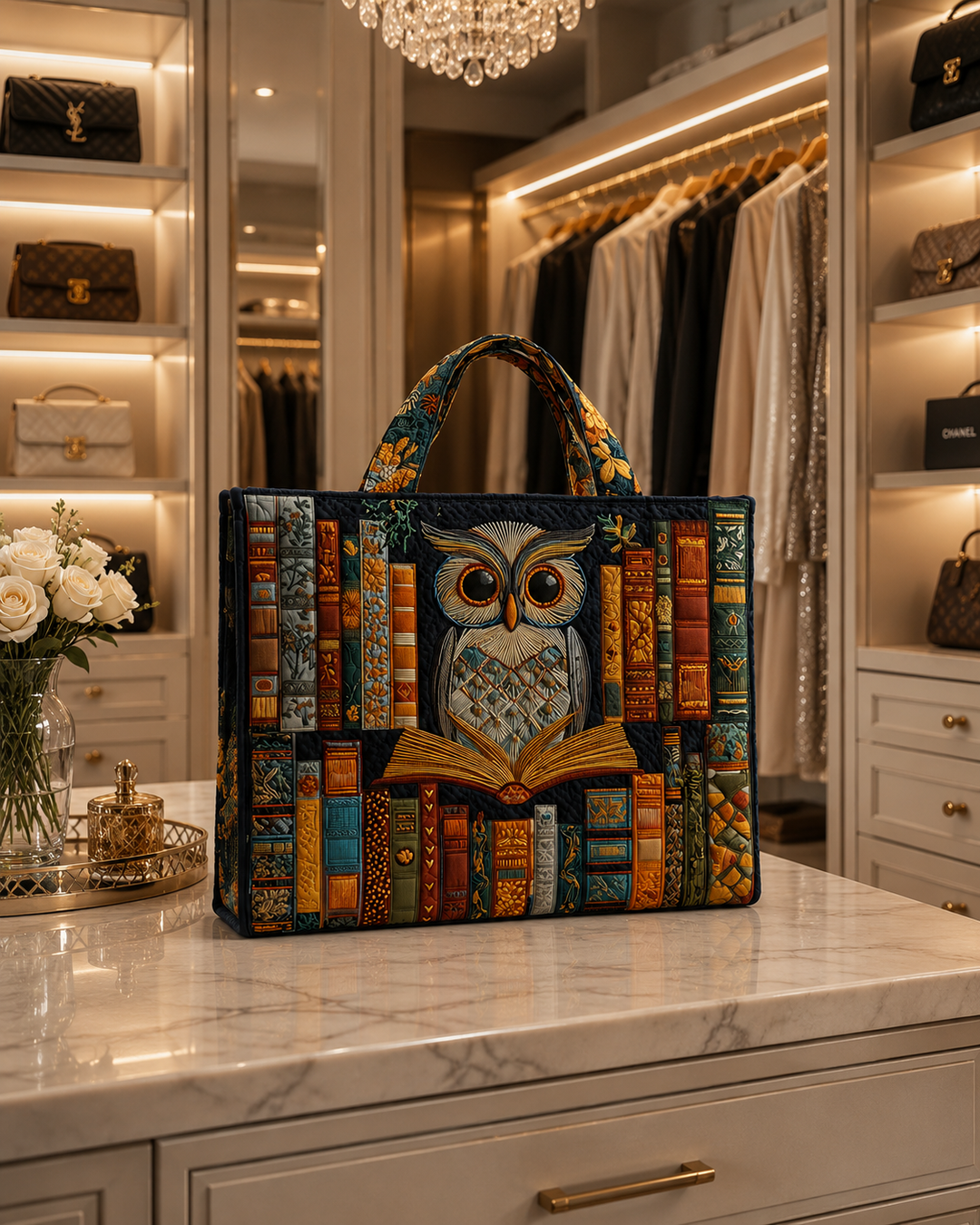 SAC MATELASSÉ | HIBOU ET VIEUX LIVRES