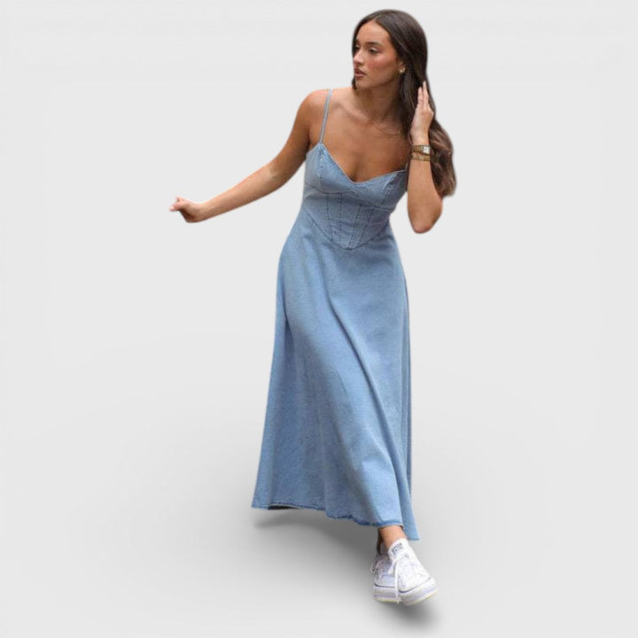 Lux | Robe bustier bleu denim