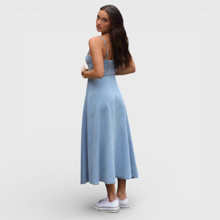 Lux | Robe bustier bleu denim