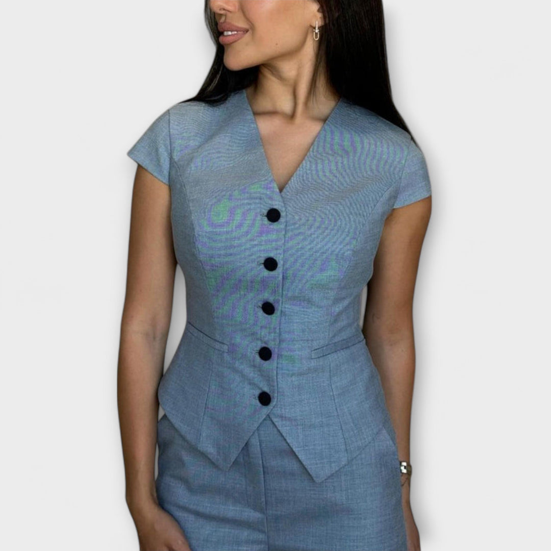 Ivy - Ensemble chic avec haut à col V et pantalon