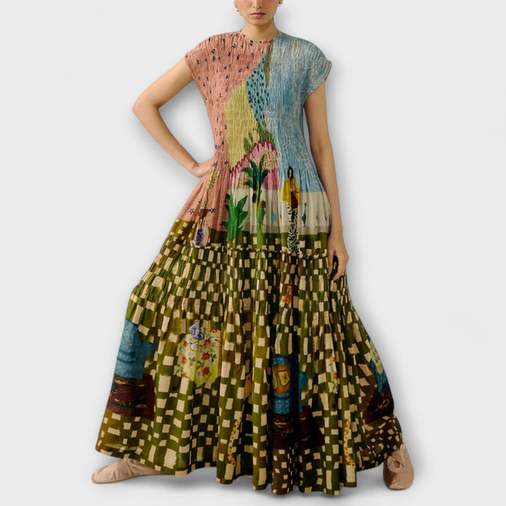 Amara | Robe plissée à imprimé animal