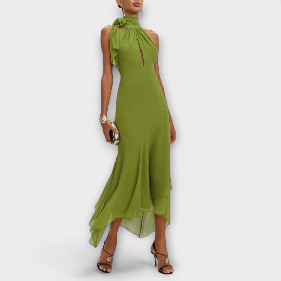 Elodie | Robe maxi asymétrique chic