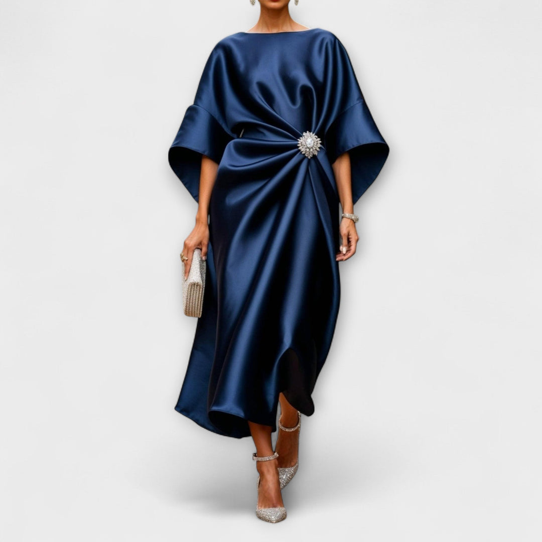 Robe longue satin scintillante de luxe