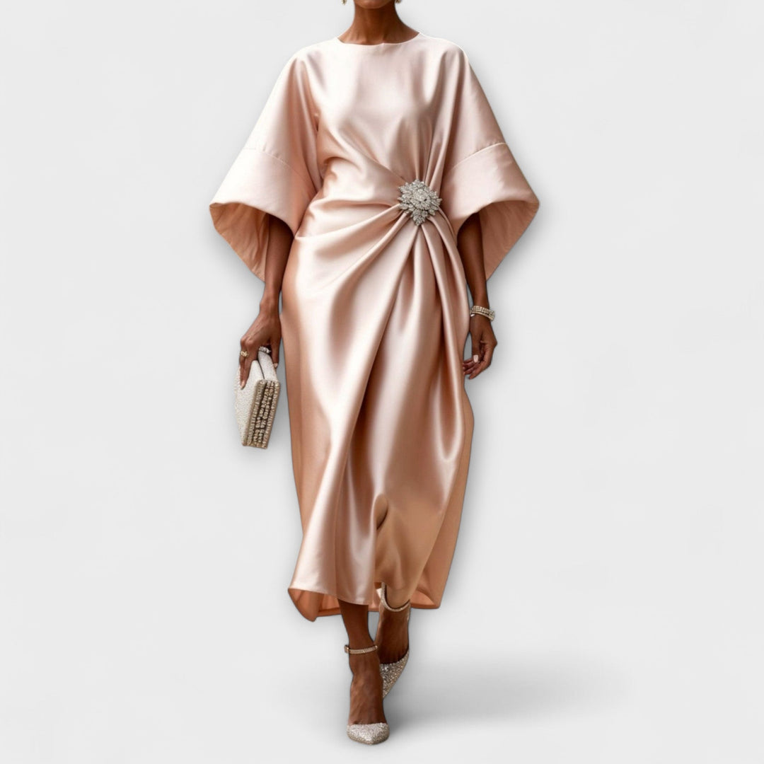 Robe longue satin scintillante de luxe