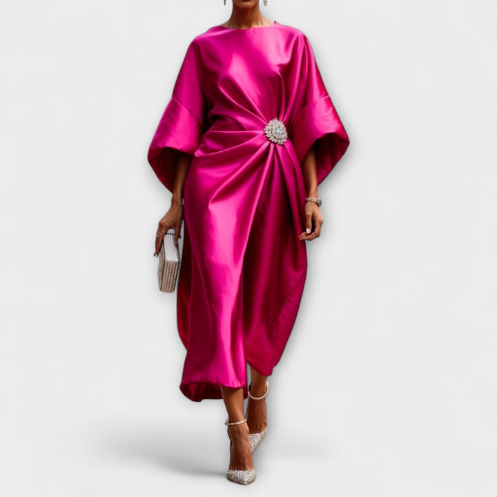 Robe longue satin scintillante de luxe
