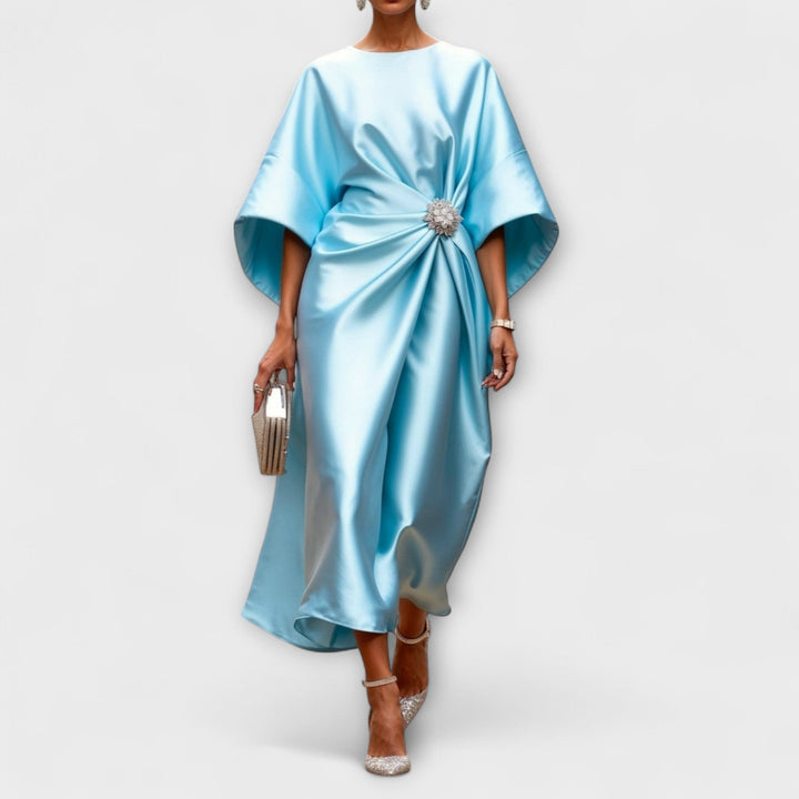 Robe longue satin scintillante de luxe