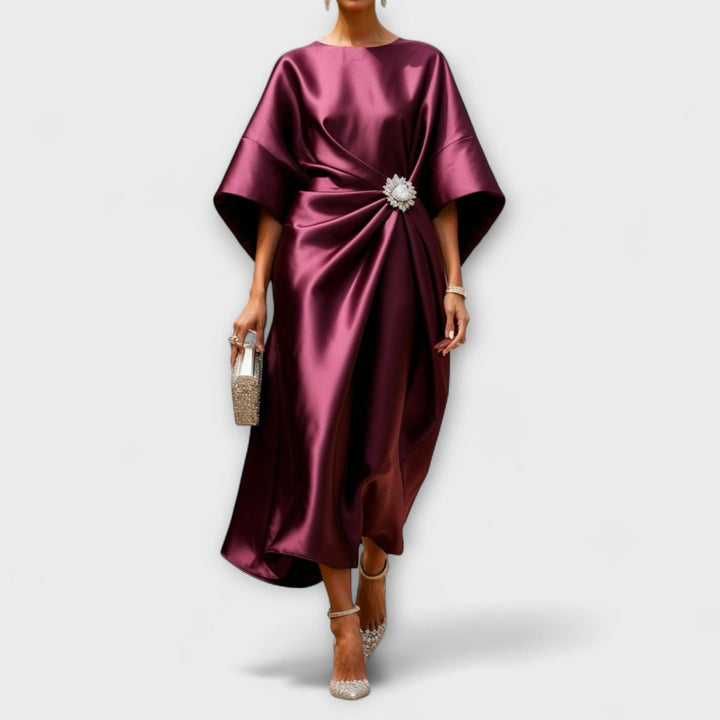 Robe longue satin scintillante de luxe
