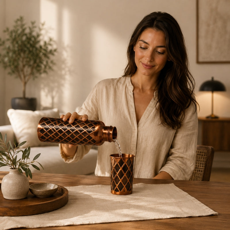 HYDRATATION PRÉCIEUSE — GOURDE DIAMANT EN CUIVRE