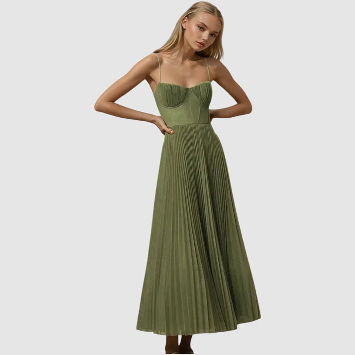Adela | Robe plissée à bretelles et dos ouvert
