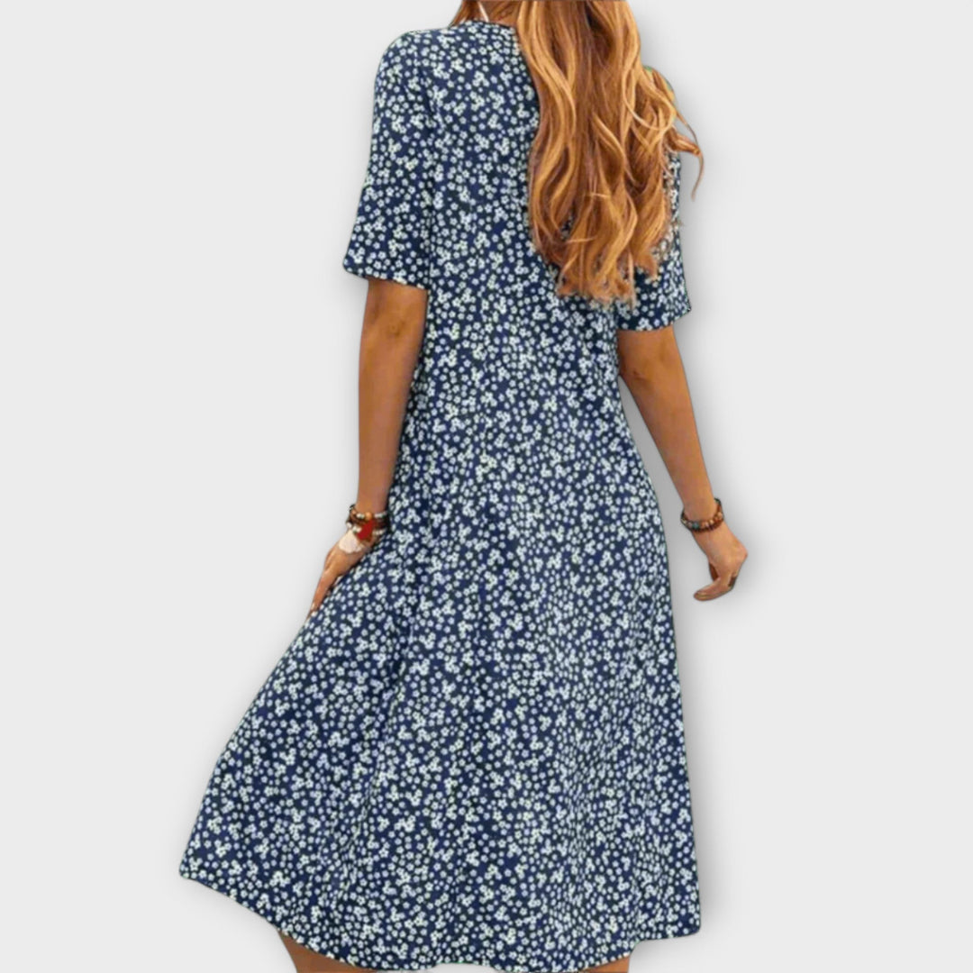 Paula - Élégante robe fleurie en tissu premium