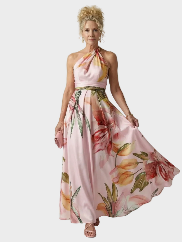 Emilia | Robe maxi à col licou et imprimé floral