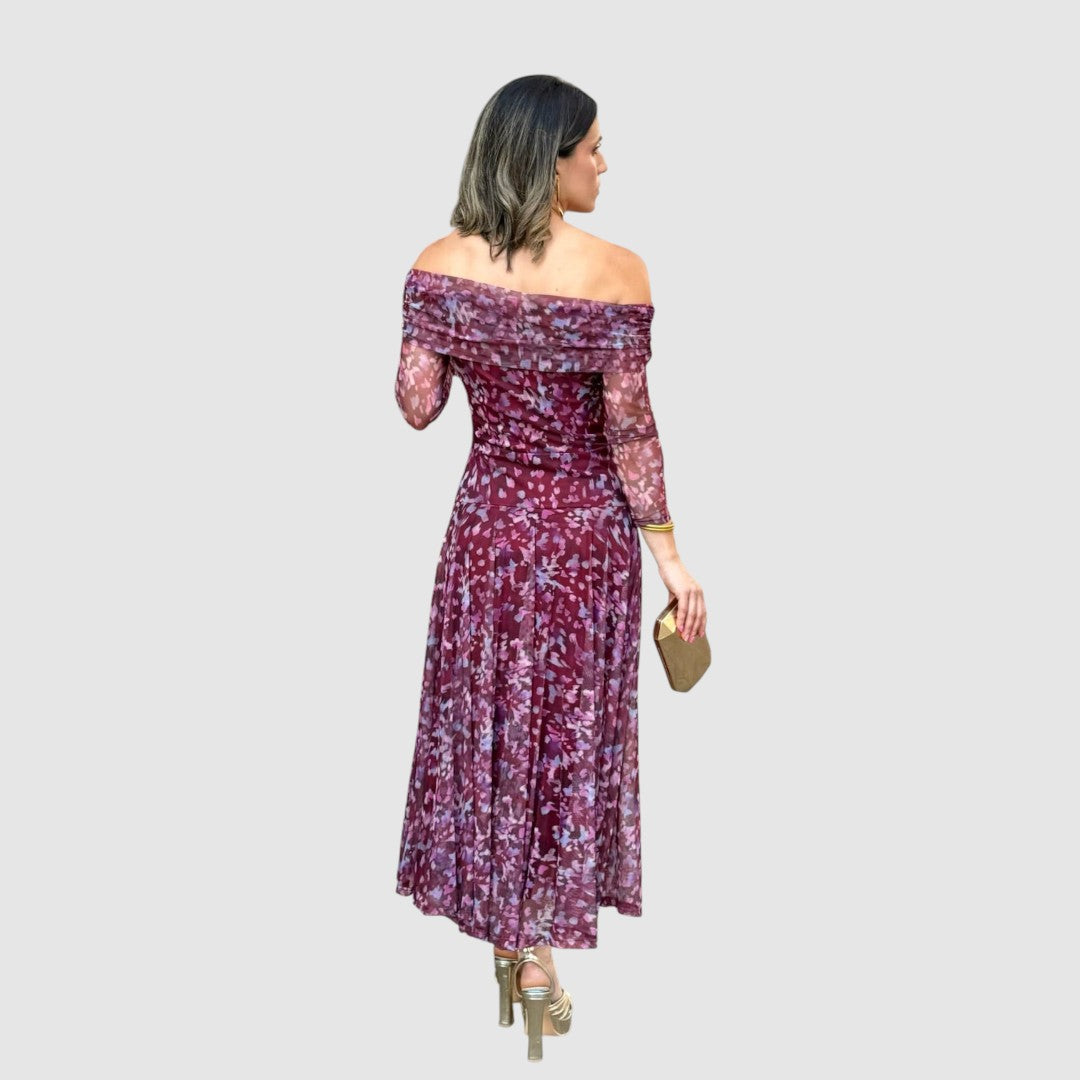 Dana | Robe de soirée épaules dénudées à motif fleuri
