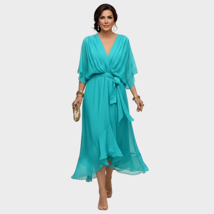 Monica | Robe en mousseline à col en V