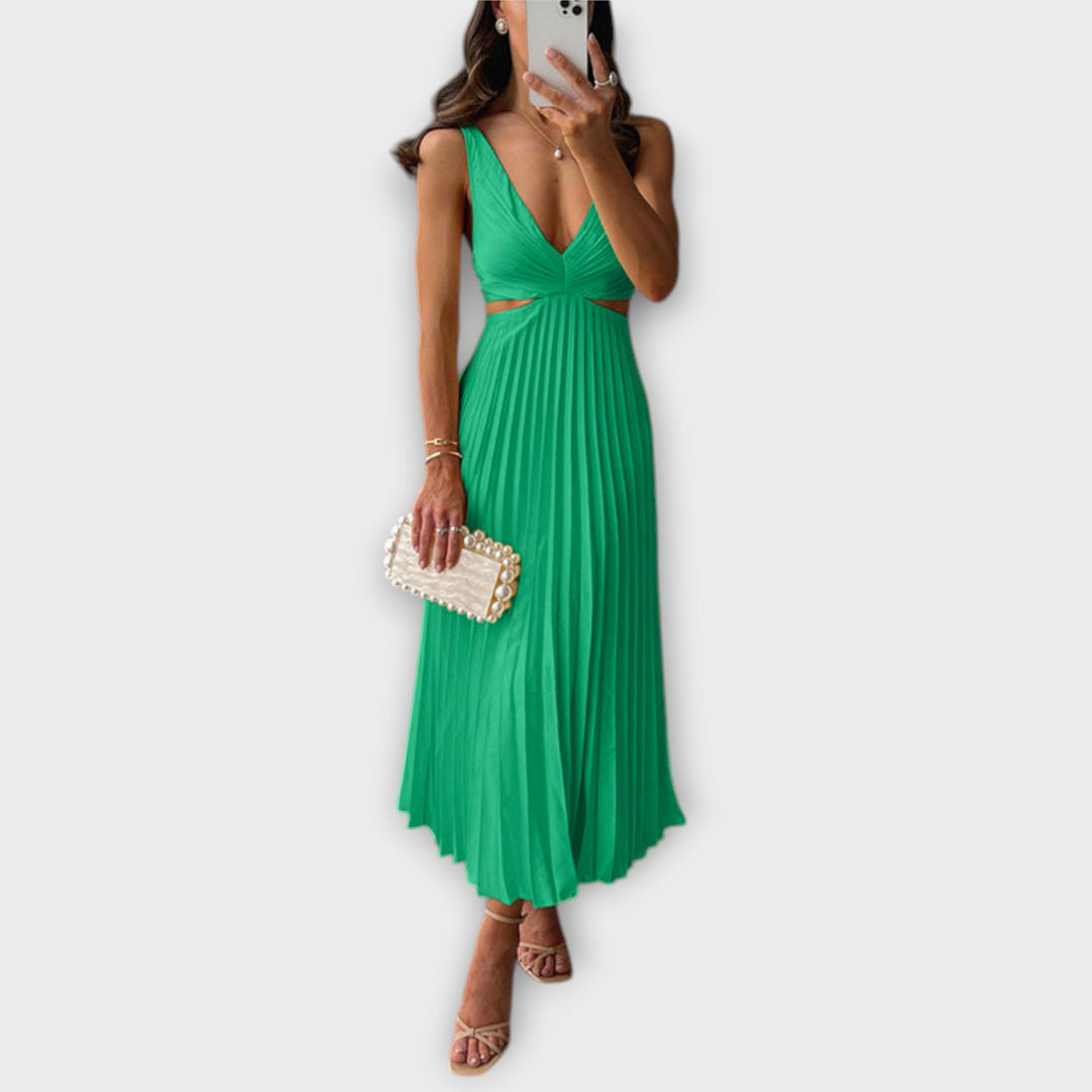 Élégante robe midi de soirée plissée