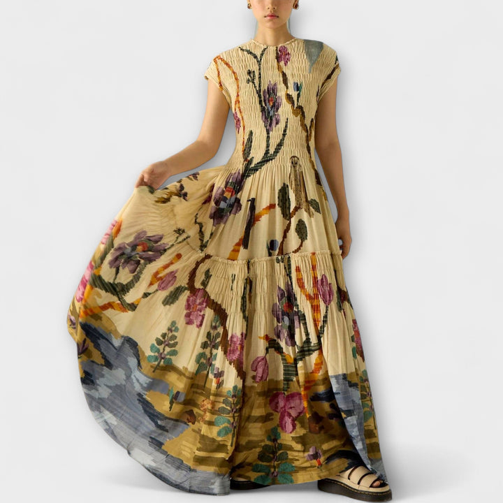 Amanda | Robe maxi à imprimé plissé