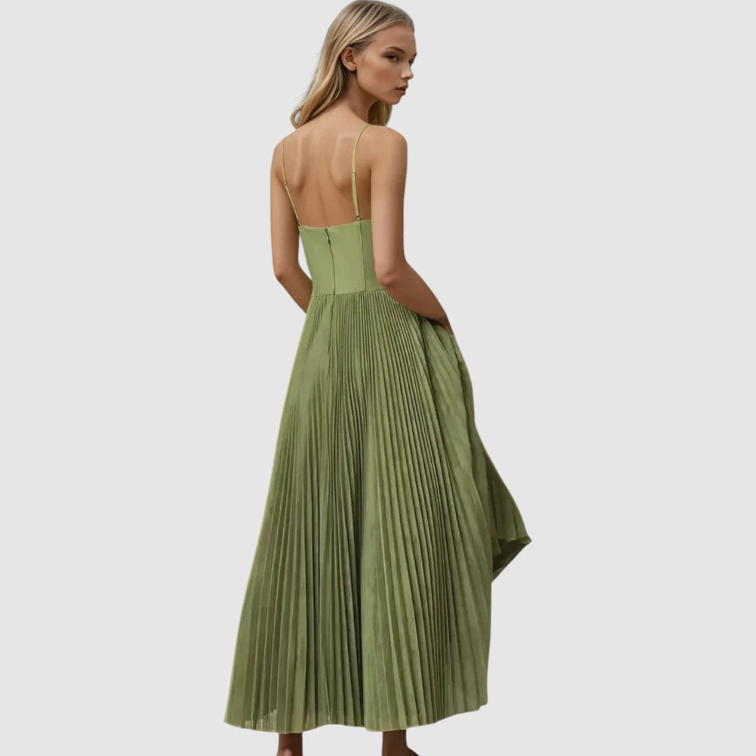 Adela | Robe plissée à bretelles et dos ouvert