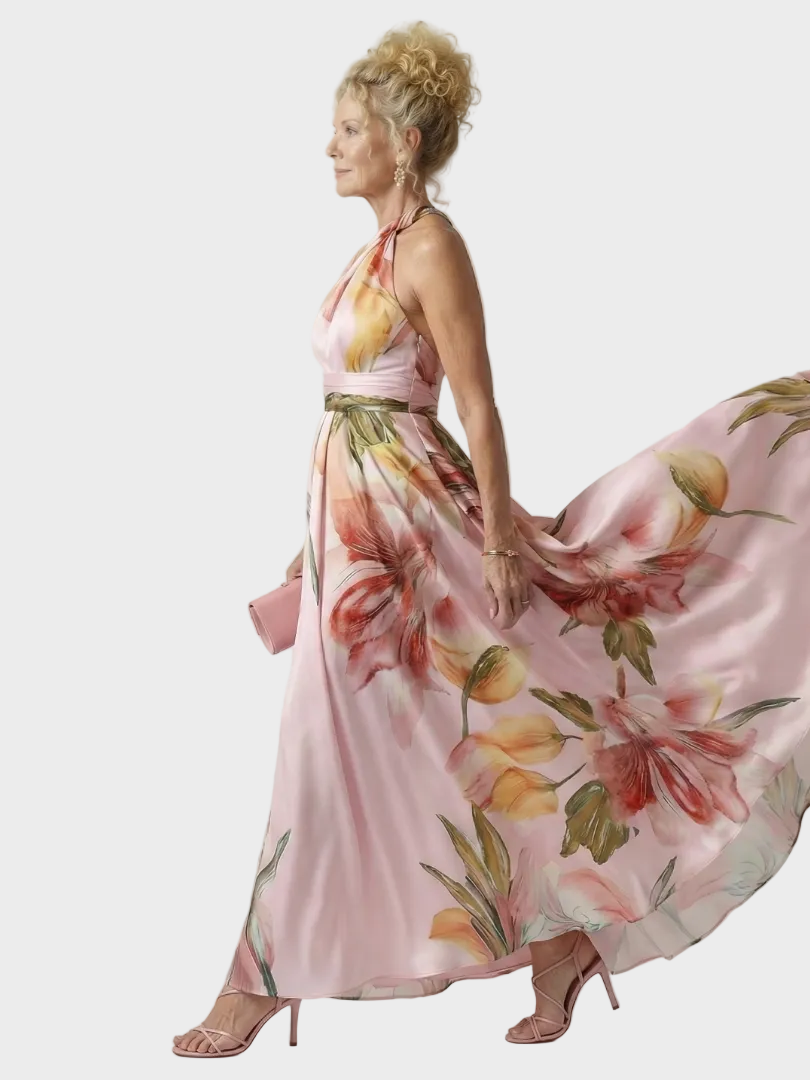 Emilia | Robe maxi à col licou et imprimé floral