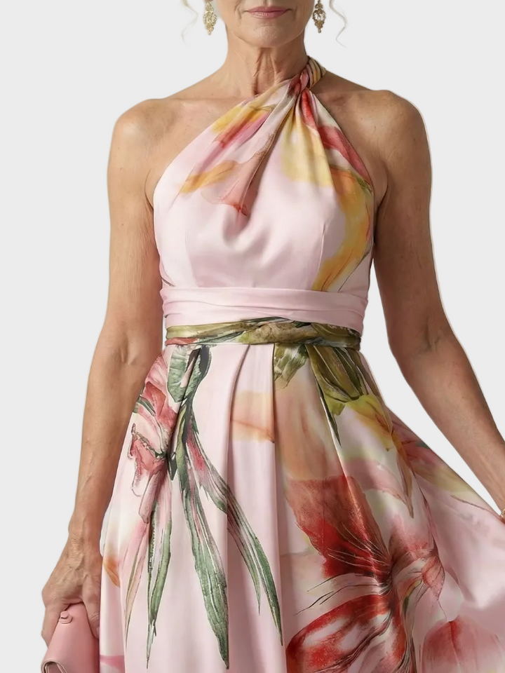 Emilia | Robe maxi à col licou et imprimé floral