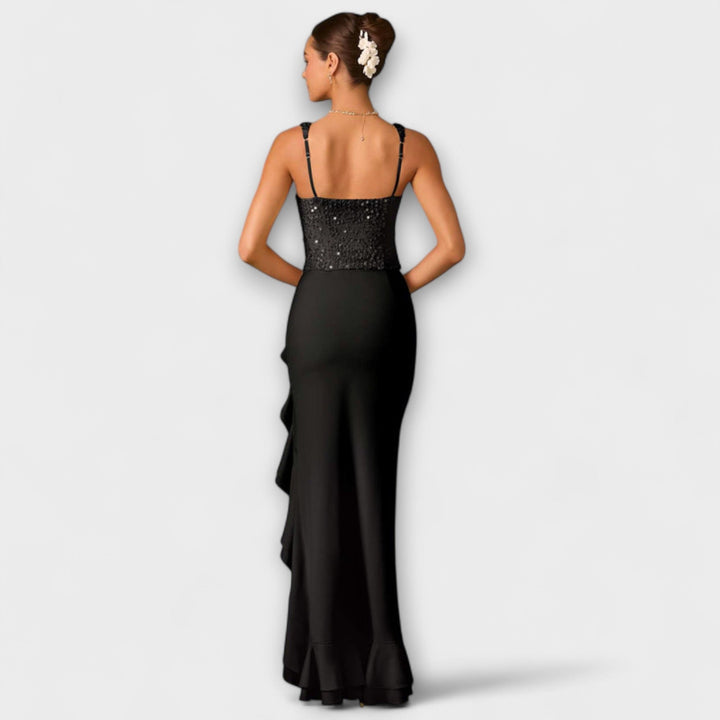 Bella | Robe corset en satin à volants