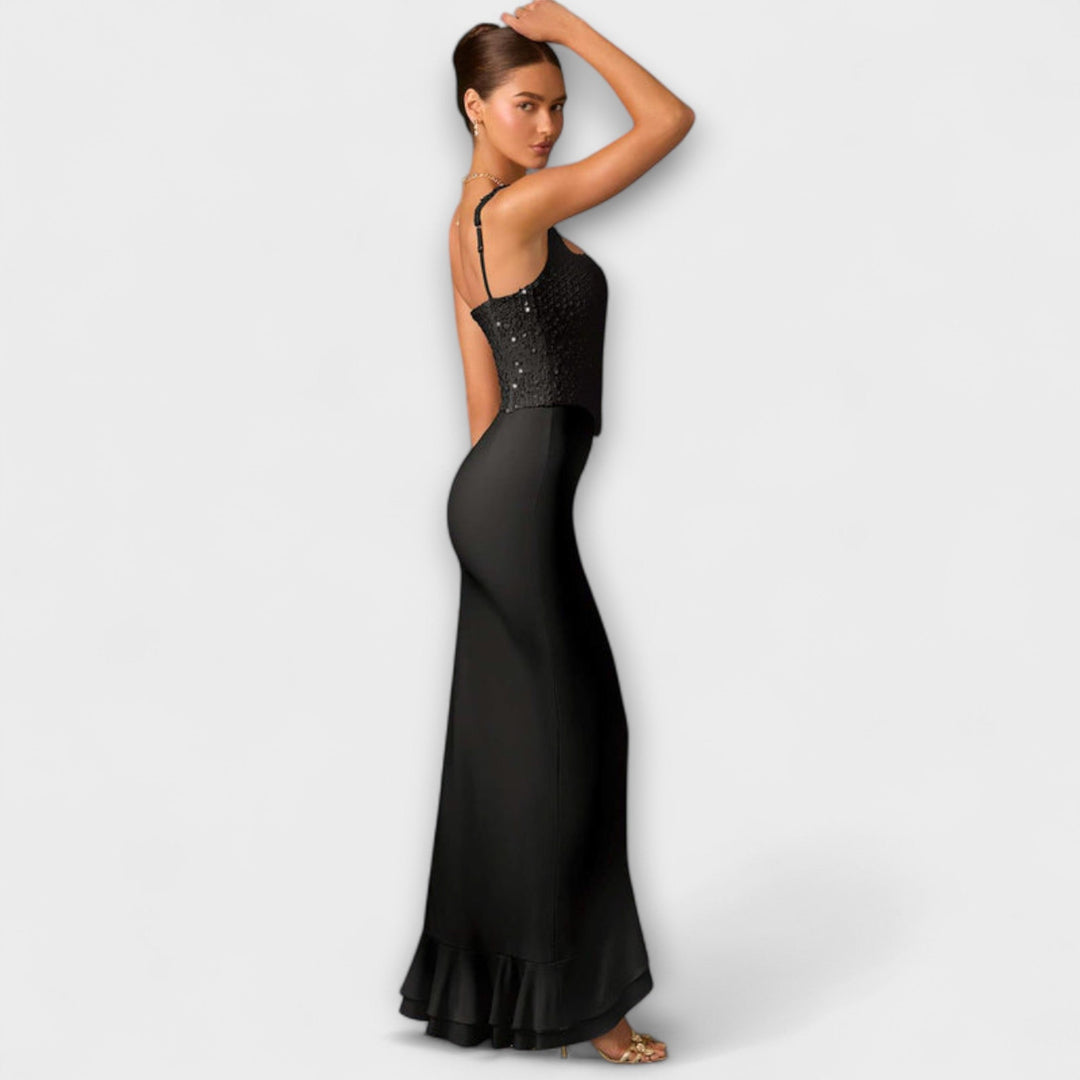 Bella | Robe corset en satin à volants