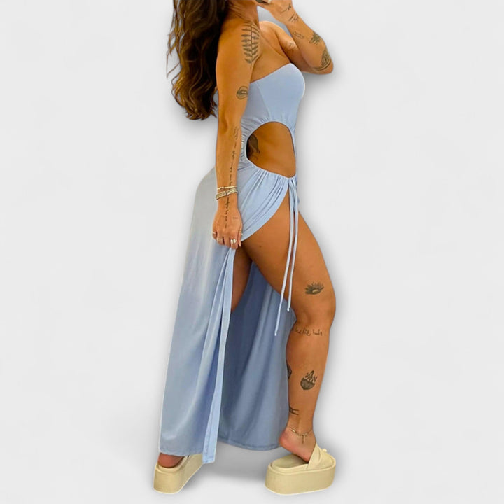 Winona - Robe à doublure body, bandeau à nouer et fentes latérales