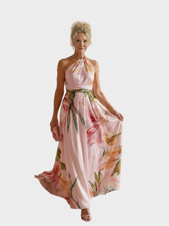 Emilia | Robe maxi à col licou et imprimé floral
