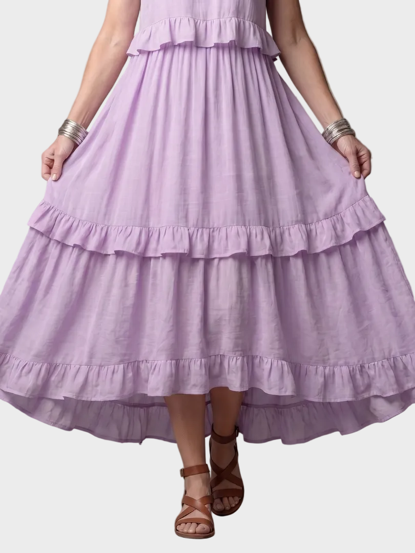 Katia | Robe maxi à col licou et volants