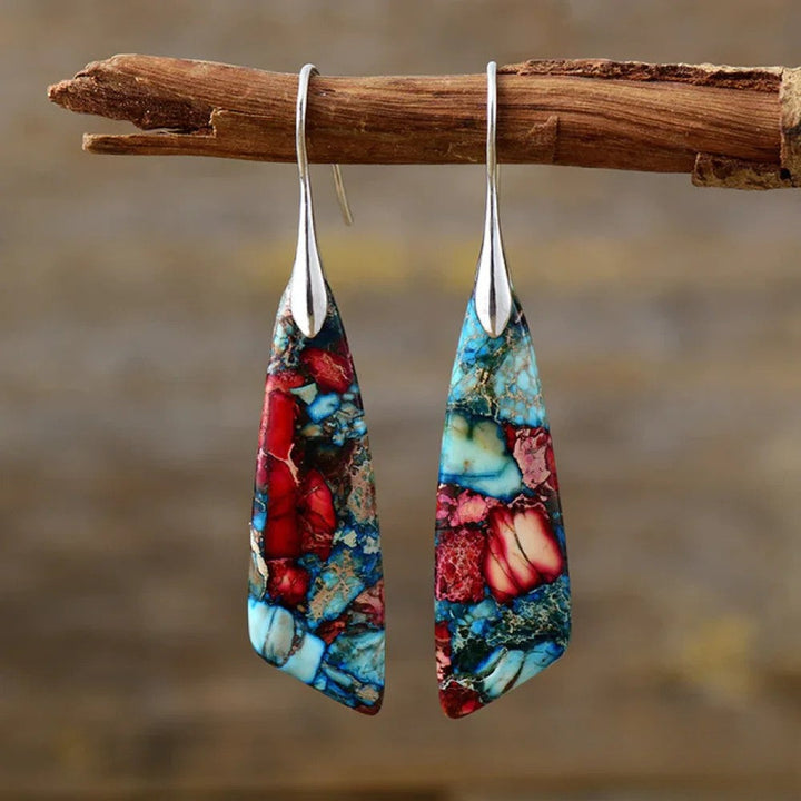 Boucles d'oreilles rétro à pierres colorées