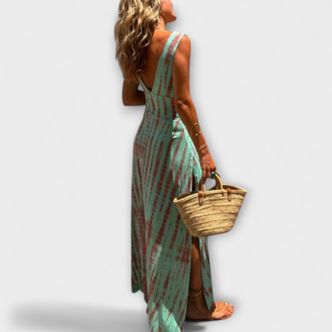 Ella | Robe stretch Eleanor tie-dye à découpes et fente