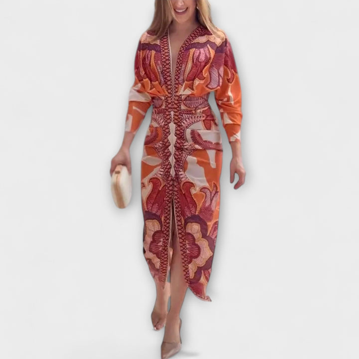 Cleo – Robe midi dolman à imprimé brésilien