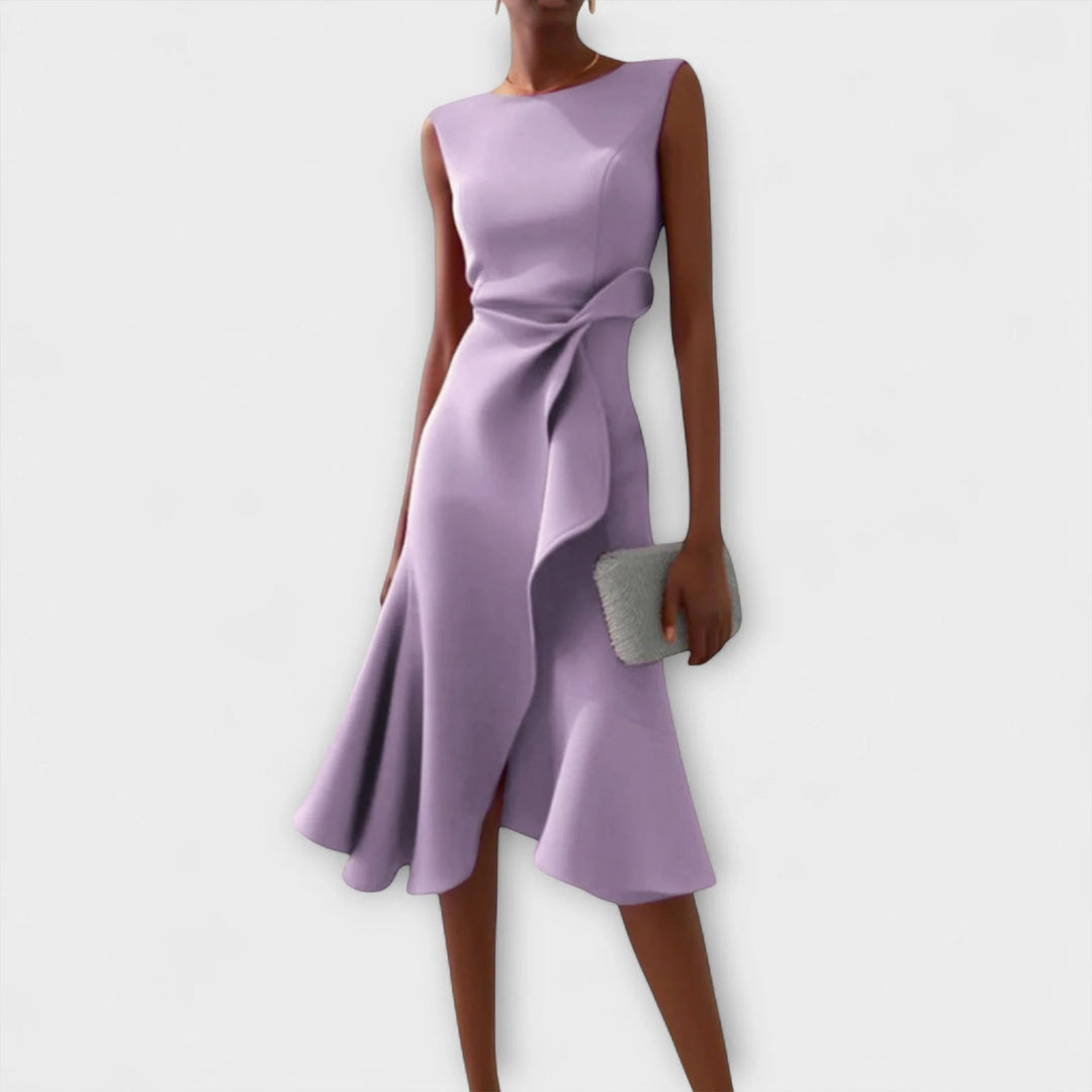 Juliette – Robe midi drapée asymétrique
