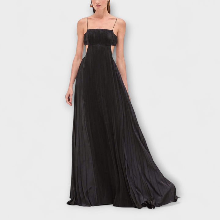 Mireille | Robe maxi fluide chic plissée à découpes