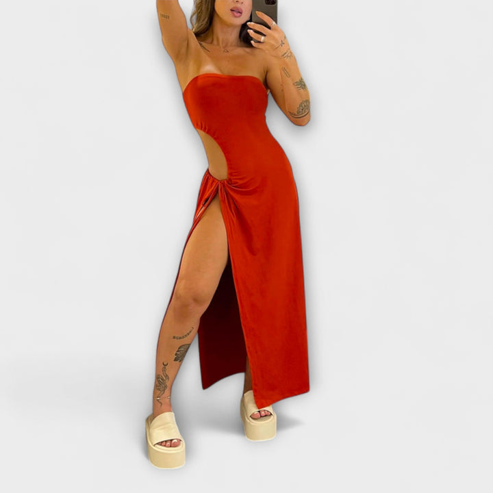 Winona - Robe à doublure body, bandeau à nouer et fentes latérales