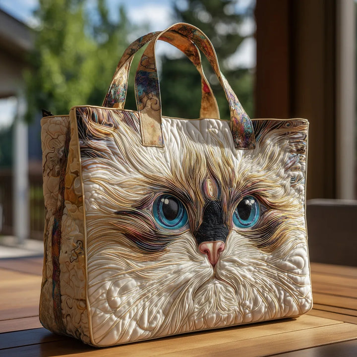 SAC MATELASSÉ | WHITE CAT WITH BLUE EYES