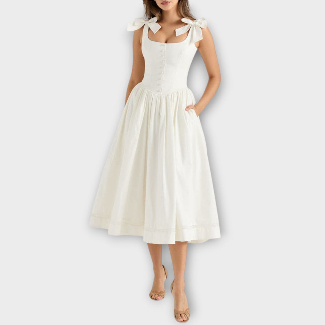 Lotta - Robe midi blanche à détail nœud