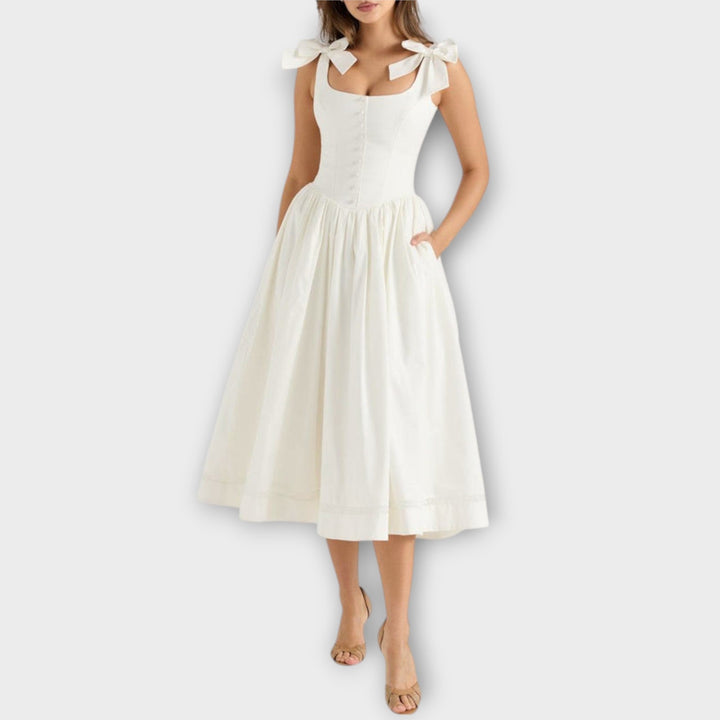 Lotta - Robe midi blanche à détail nœud