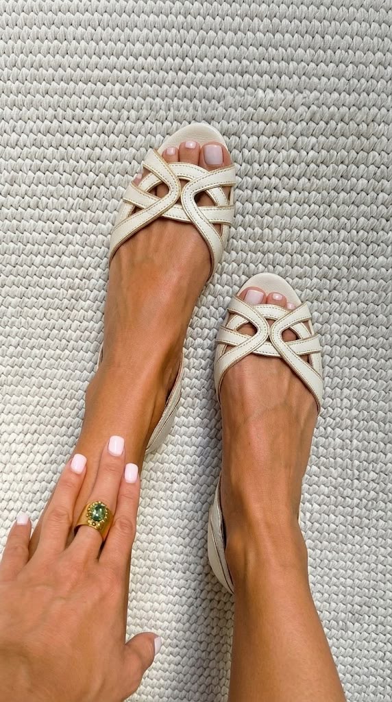 Corina | Sandales tressées couleur crème
