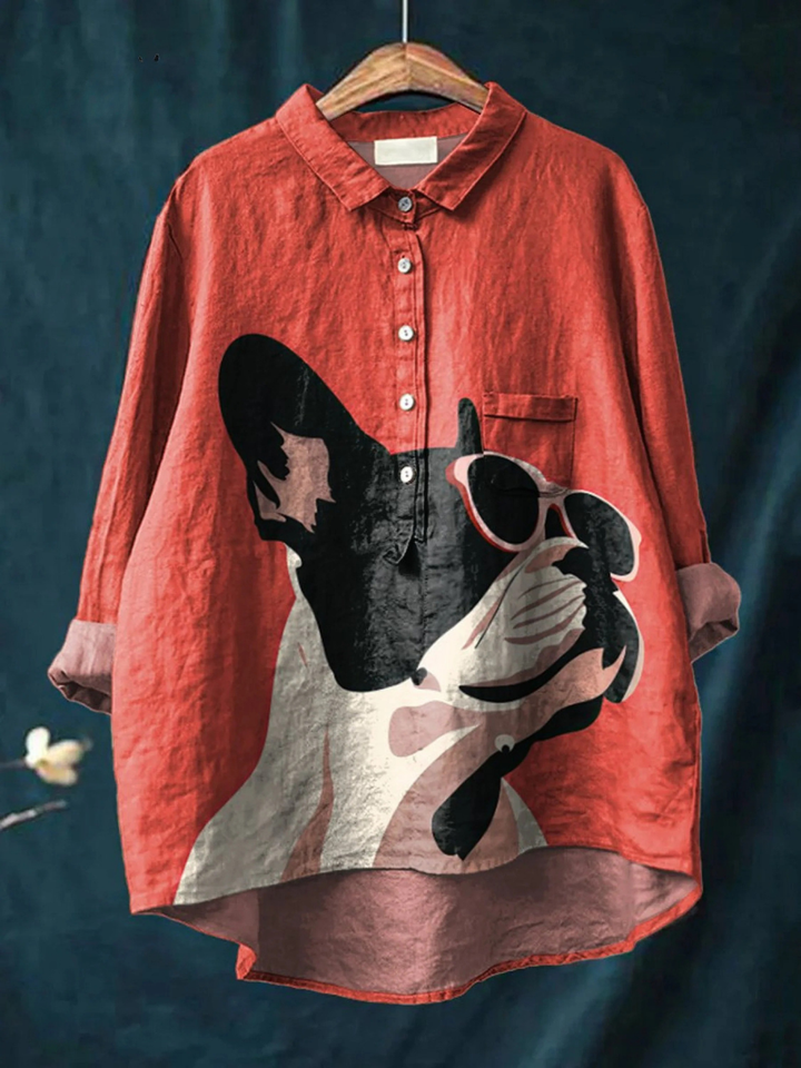 Claudia | T-shirt décontracté au motif décoratif de bouledogue français