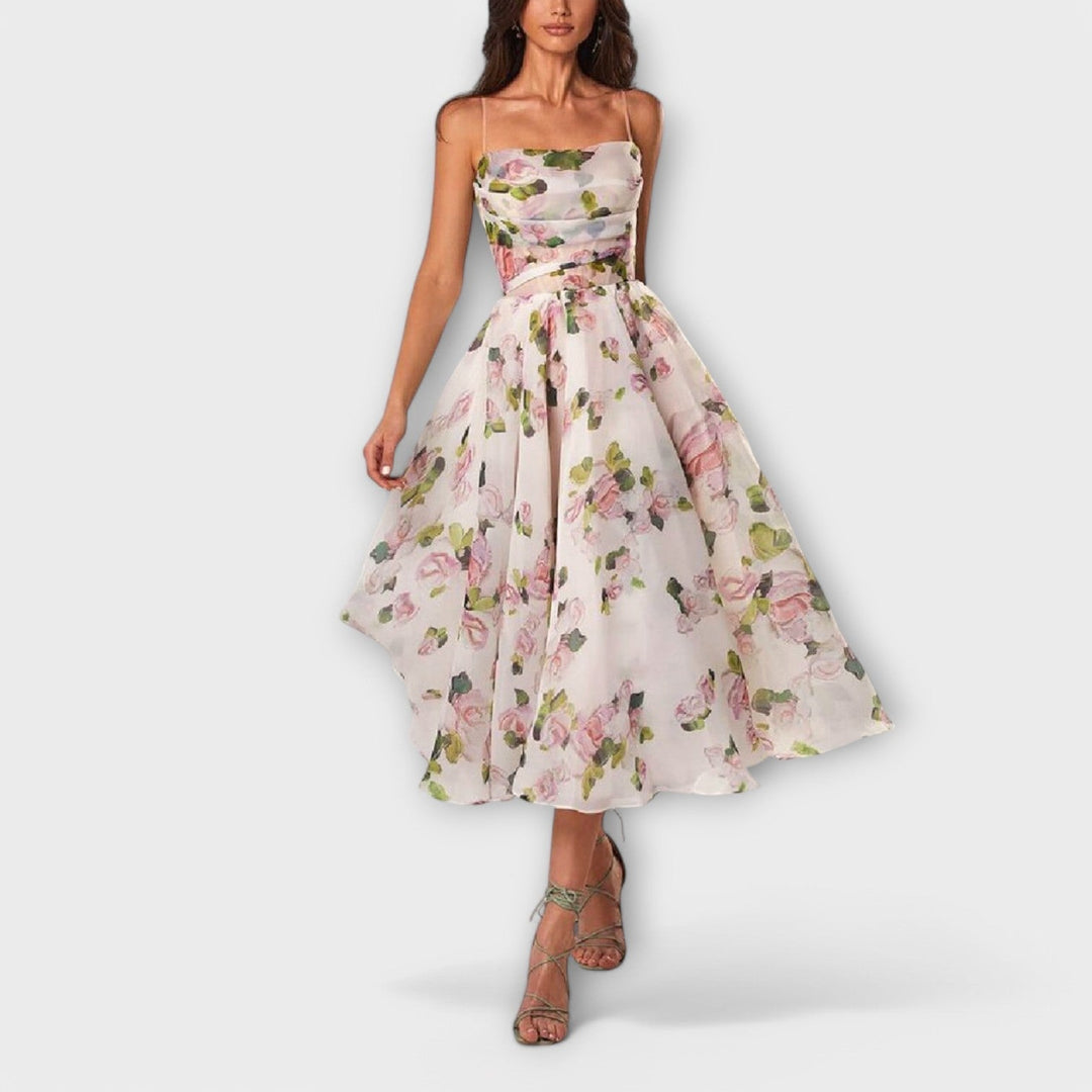 Élégante robe midi en mousseline
