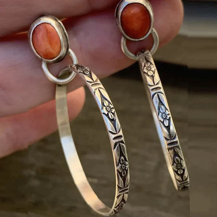 Boucles d'oreilles bohèmes vintage en onyx