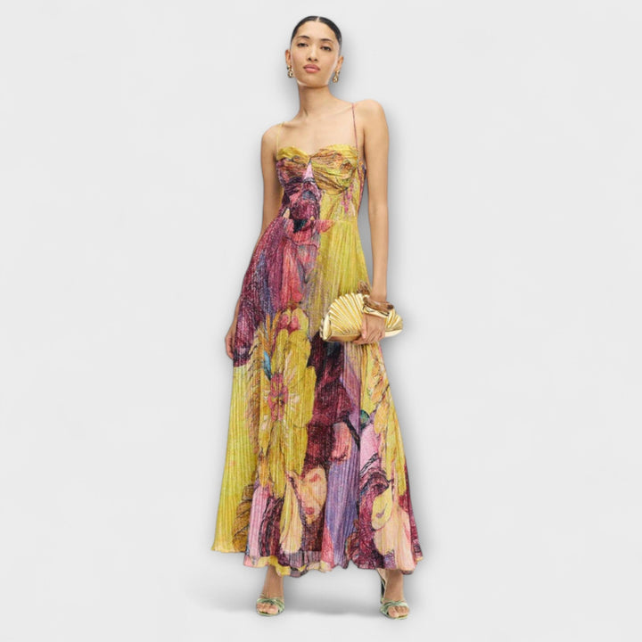Kiara | Robe maxi à imprimé ikat éclatant