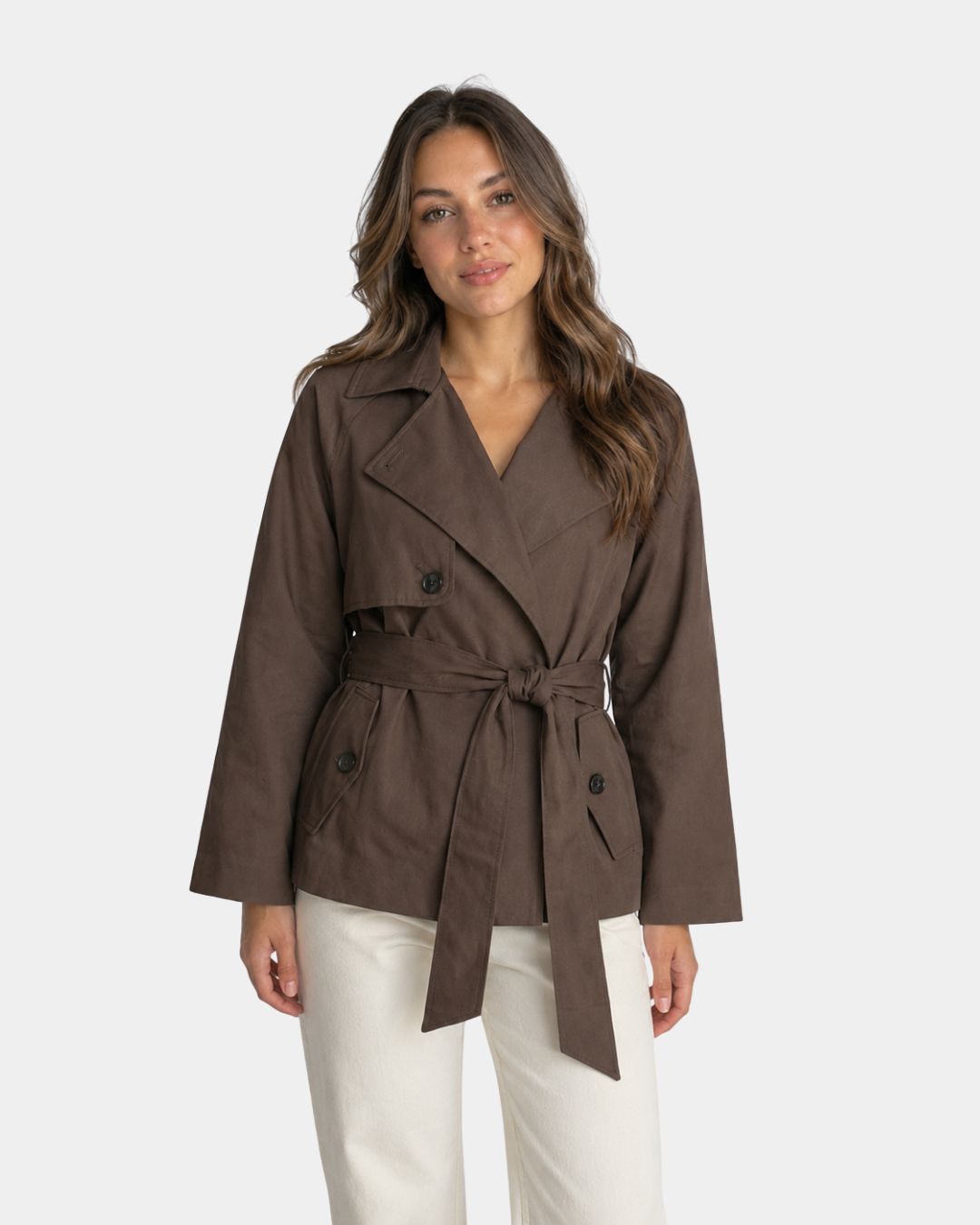 LYSIANNE | TRENCH CROISÉ MARRON